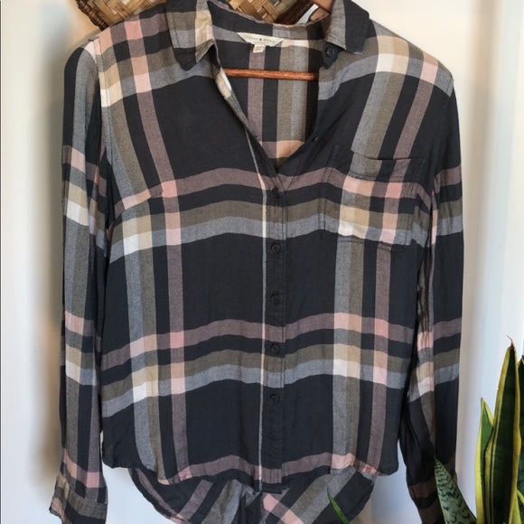 Lucky Brand Grey + Pink Flannel - Picture 2 of 5